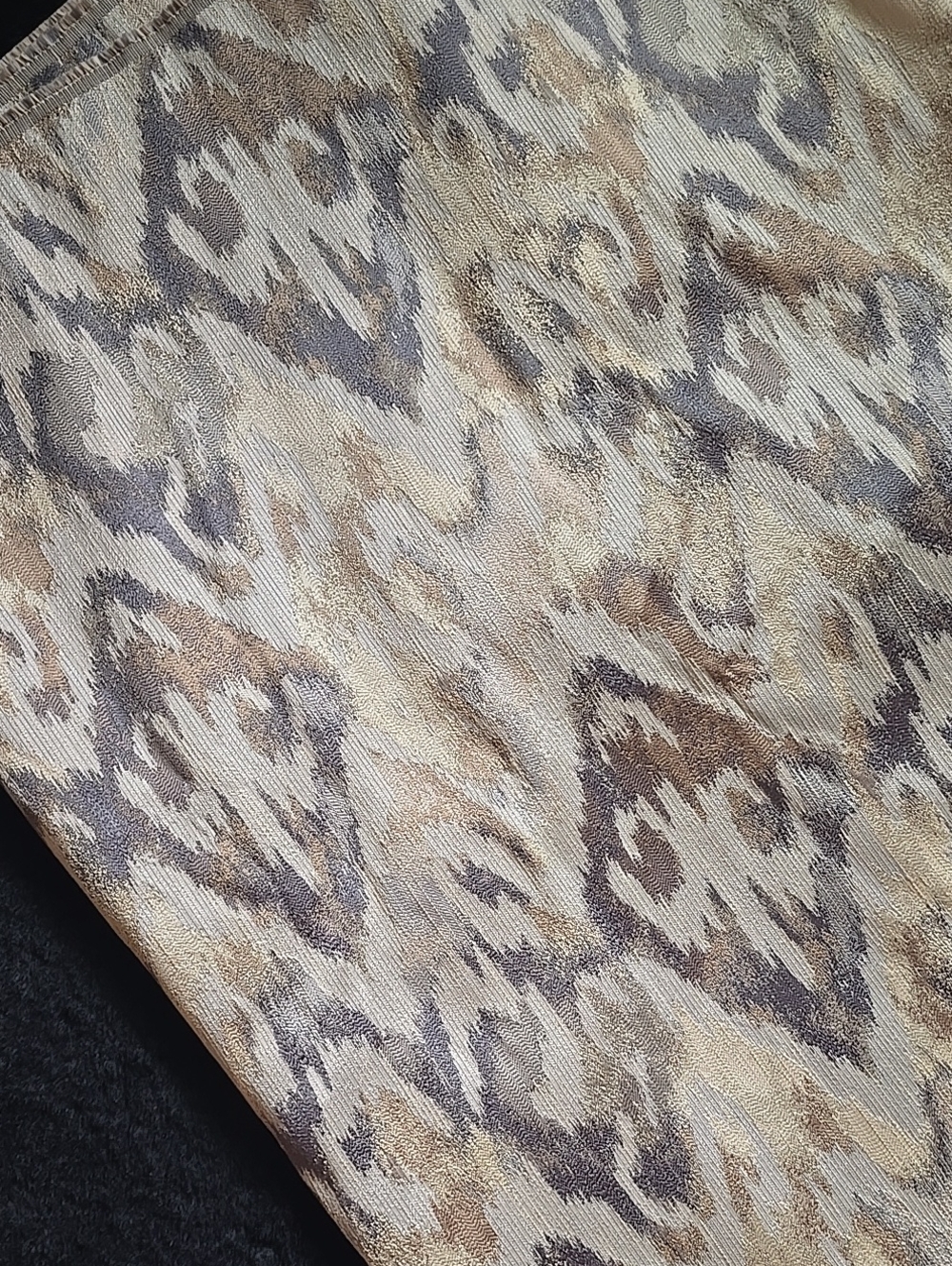 Grey, Light Brown and Beige Patterned Fabric. 3 Yrds